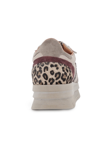 Deportivos piel combi cordon elastico y suela plus mujer beige