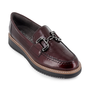 Mocasin charol hebilla metal y cuña planta acolchada mujer rojo 2