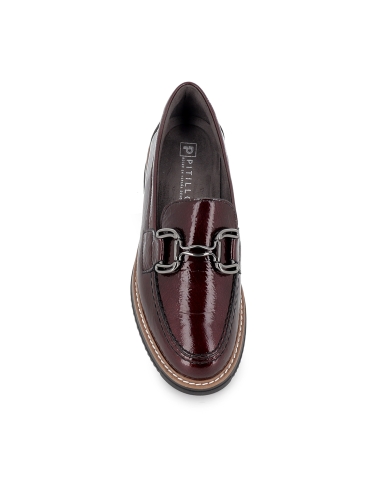 Mocasin charol hebilla metal y cuña planta acolchada mujer rojo