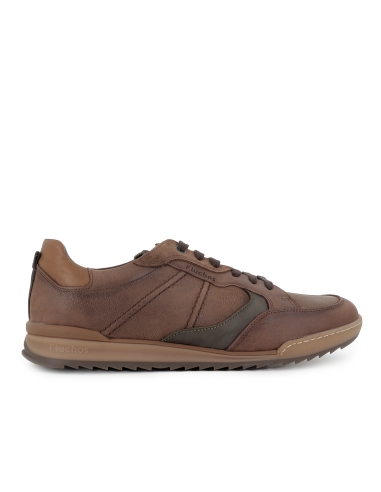 Zapato piel combi cordones y plantilla comoda hombre marron