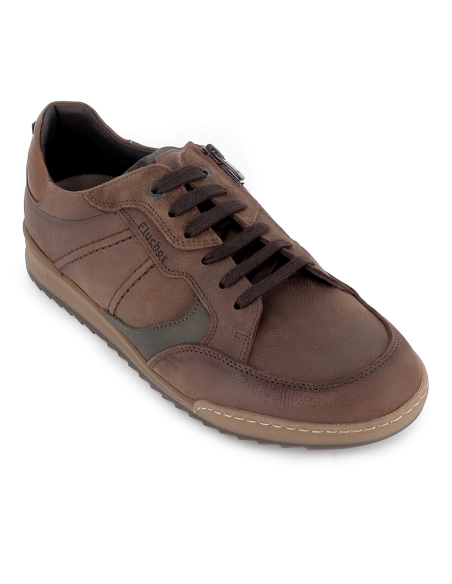 Zapato piel combi cordones y plantilla comoda hombre marron