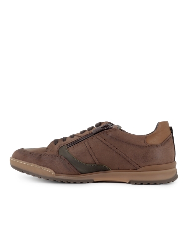 Zapato piel combi cordones y plantilla comoda hombre marron