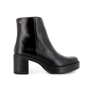 Botin piel liso plataforma con cremallera mujer negro