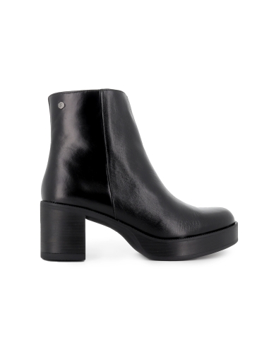 Botin piel liso plataforma con cremallera mujer negro