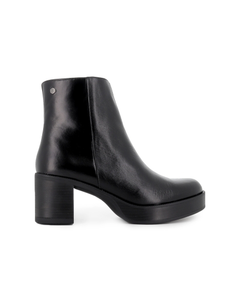Botin piel liso plataforma con cremallera mujer negro