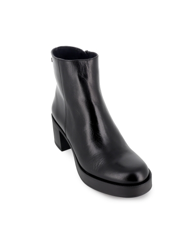 Botin piel liso plataforma con cremallera mujer negro