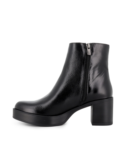 Botin piel liso plataforma con cremallera mujer negro