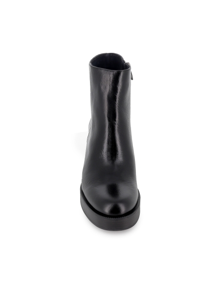 Botin piel liso plataforma con cremallera mujer negro