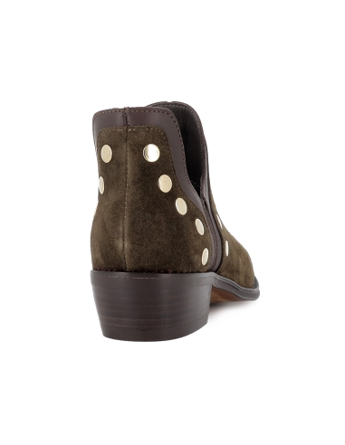 Botines abiertos piel diseño tachas con tacon 4 cm mujer verde