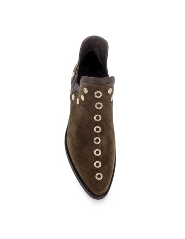 Botines abiertos piel diseño tachas con tacon 4 cm mujer verde