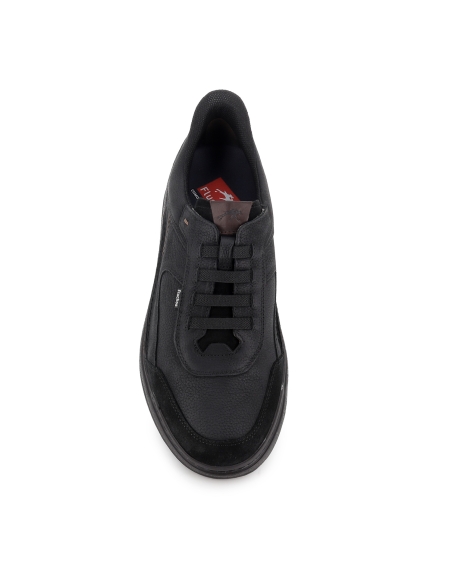 Deportiva piel y serraje con elasticos y plantilla hombre negro