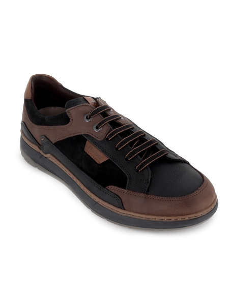 Zapato piel y serraje cordones plantilla comoda hombre negro
