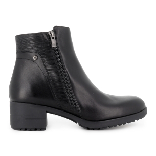 Botines piel combinada cremallera y tacon grueso mujer cuero