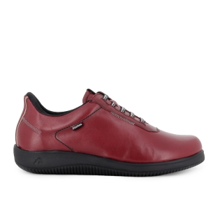 Deportiva piel cordones y cuña baja mujer rojo