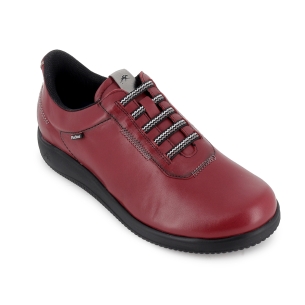 Deportiva piel cordones y cuña baja mujer rojo 2