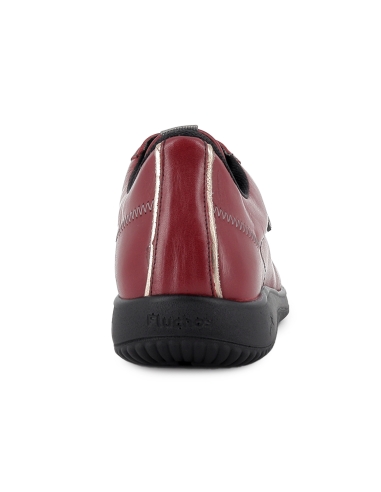 Deportiva piel cordones y cuña baja mujer rojo