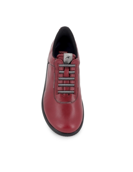 Deportiva piel cordones y cuña baja mujer rojo