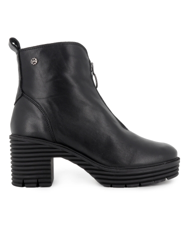 Botin piel napa cremallera y suela surcos mujer negro
