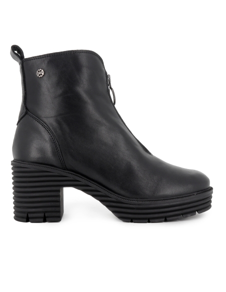 Botin piel napa cremallera y suela surcos mujer negro