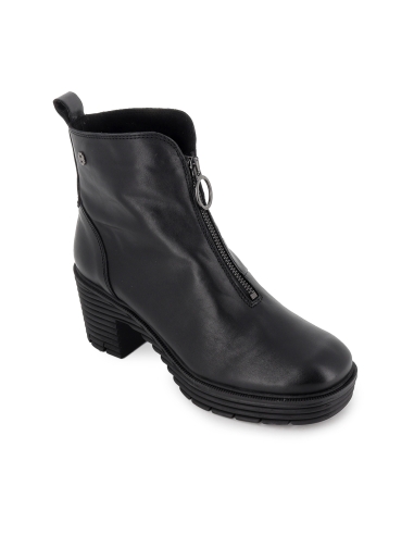 Botin piel napa cremallera y suela surcos mujer negro