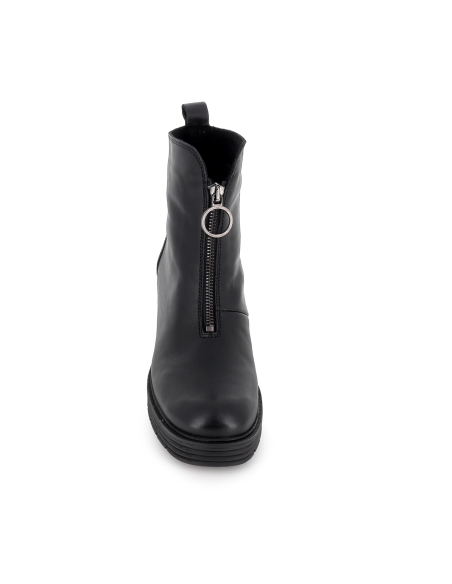 Botin piel napa cremallera y suela surcos mujer negro