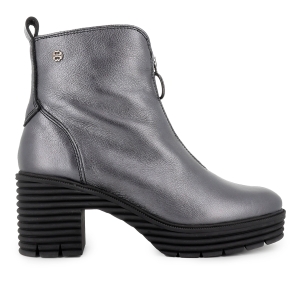 Botin piel metalizada cremallera y suela surcos mujer dorado