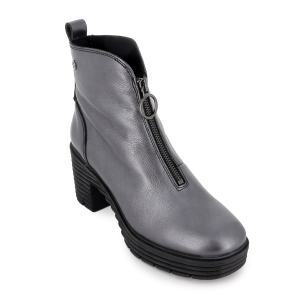 Botin piel metalizada cremallera y suela surcos mujer dorado 2