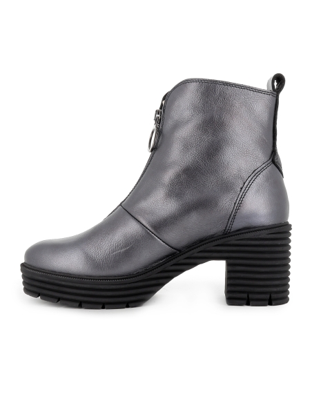 Botin piel metalizada cremallera y suela surcos mujer dorado