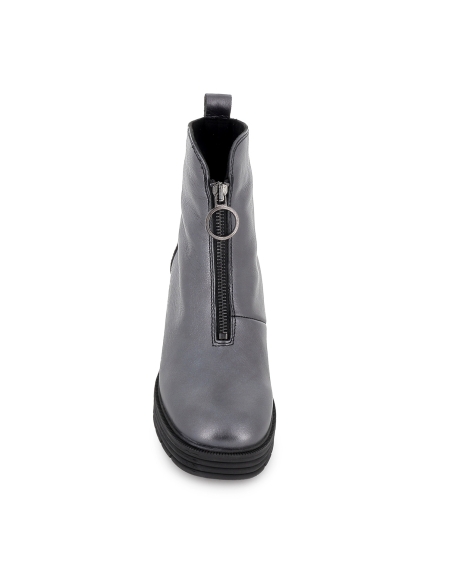 Botin piel metalizada cremallera y suela surcos mujer dorado