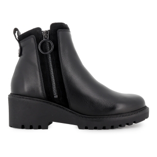 Botin piel suela cremallera lateral cuña mujer negro