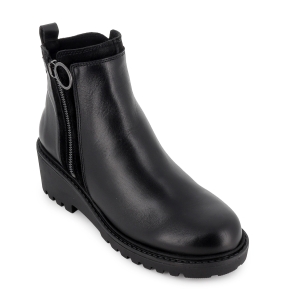 Botin piel suela cremallera lateral cuña mujer negro 2
