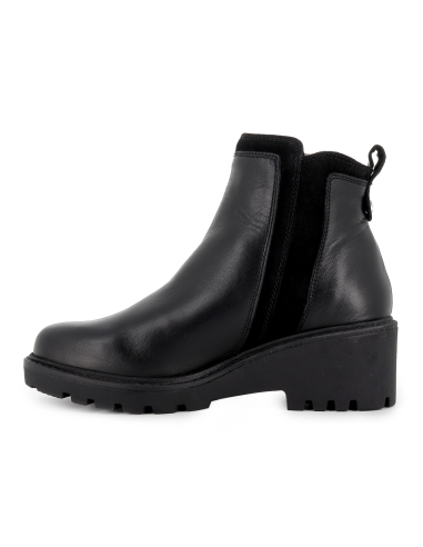Botin piel suela cremallera lateral cuña mujer negro