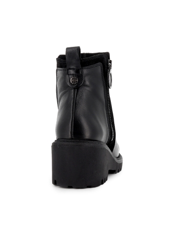 Botin piel suela cremallera lateral cuña mujer negro