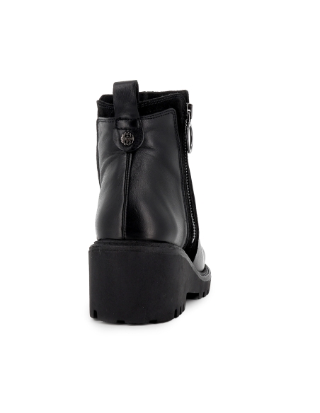 Botin piel suela cremallera lateral cuña mujer negro