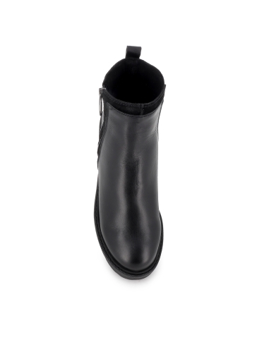 Botin piel suela cremallera lateral cuña mujer negro