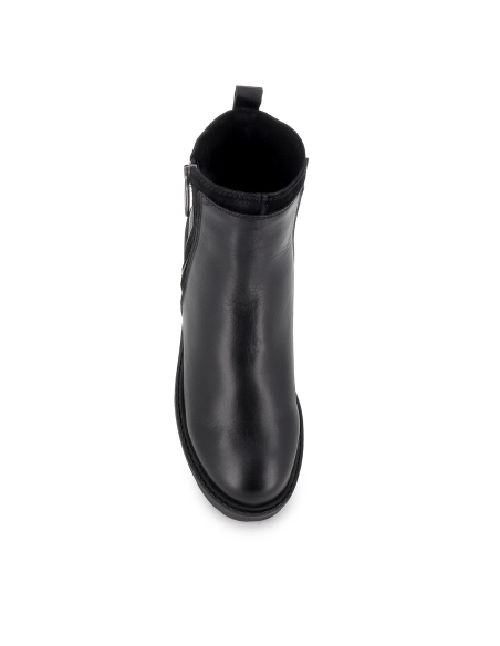 Botin piel suela cremallera lateral cuña mujer negro