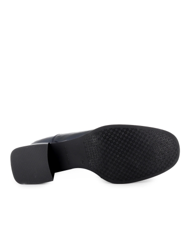 Botin charol piel cremallera lengueta animal print mujer azul