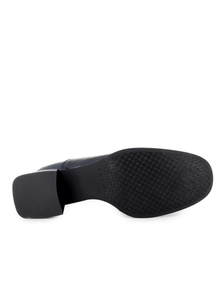 Botin charol piel cremallera lengueta animal print mujer azul