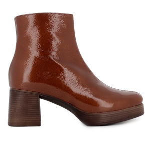 Botin piel charol con cremallera plataforma mujer cuero