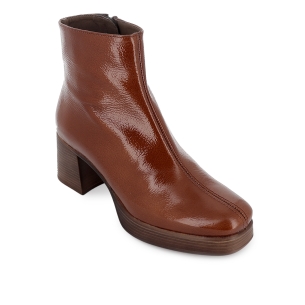 Botin piel charol con cremallera plataforma mujer cuero 2