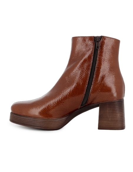 Botin piel charol con cremallera plataforma mujer cuero