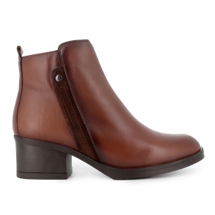 Botin piel flexible cremallera tacon bajo flexible mujer cuero