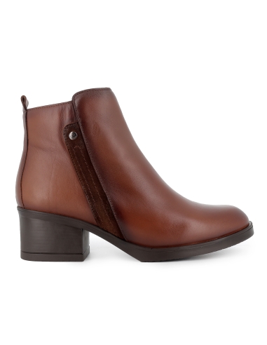 Botin piel flexible cremallera tacon bajo flexible mujer cuero