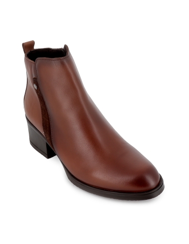 Botin piel flexible cremallera tacon bajo flexible mujer cuero