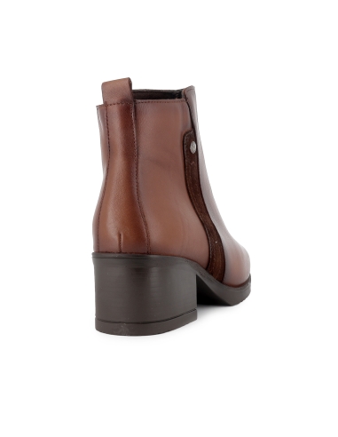 Botin piel flexible cremallera tacon bajo flexible mujer cuero