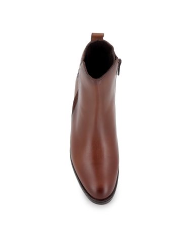 Botin piel flexible cremallera tacon bajo flexible mujer cuero