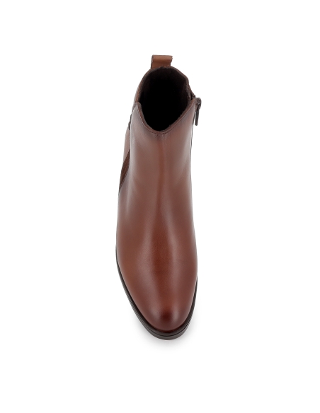 Botin piel flexible cremallera tacon bajo flexible mujer cuero