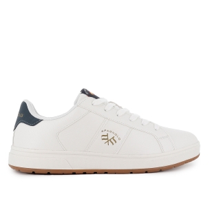 Tenis PU napa suela plana comodo cordones hombre blanco