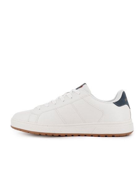 Tenis PU napa suela plana comodo cordones hombre blanco