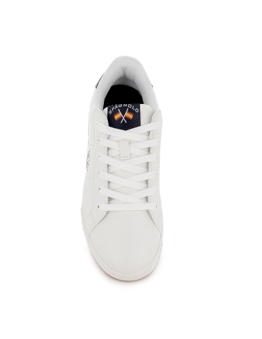 Tenis PU napa suela plana comodo cordones hombre blanco